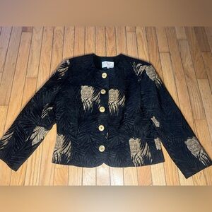 Vtg Wraps Collection Tapestry Blazer Tiger Animal Print Women’s Medium Button